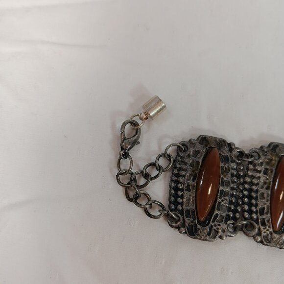 Metallic Bracelet Silver Tone Brown NWOT - Picture 7 of 11